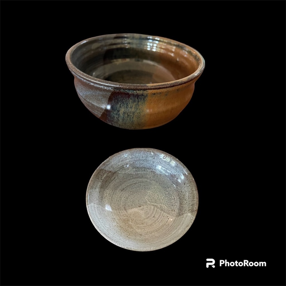 TWO Pottery Art Studio bowls signed by Artist. Earthy colors, see photos. NEW